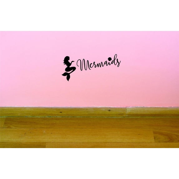 Custom Decals Mermaids Wall Art Size: 16 X 40 Inches Color: Black
