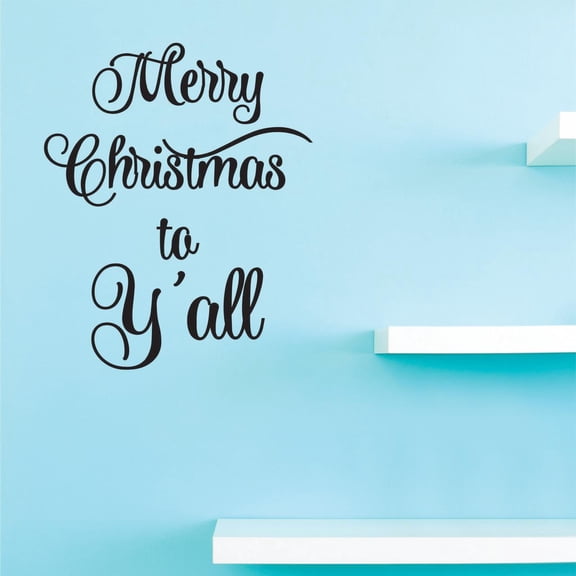 Custom Decals Merry Christmas To Yall Wall Art Size: 16 Inches x 24 Inches Color: Black