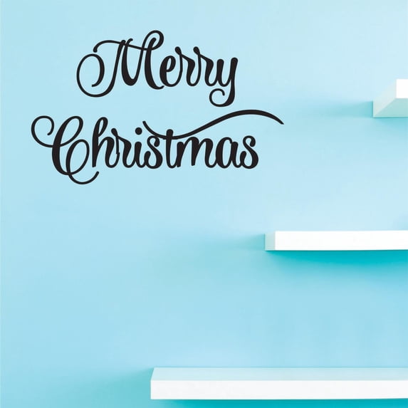 Custom Decals Merry Christmas Wall Art Size: 12 Inches x 30 Inches Color: Black