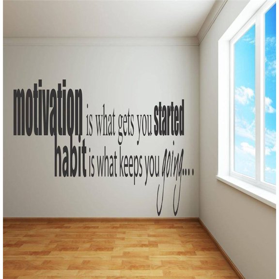 Custom Decals Motivation Is What Gets You Stimage Designed Habit Is What Keeps Your Going Quote 19x25