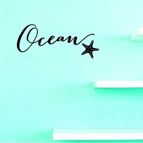Custom Decals Ocean Wall Art Size: 20 X 40 Inches Color: Black