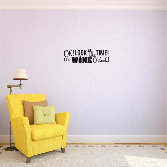 Custom Decals Oh! Look At The Time! It's Wine O'clock! Wall Art Size: 16 X 40 Inches Color: Black