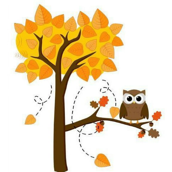 Custom Decals Owl On A Fall Tree Bathroom 20 X30" -