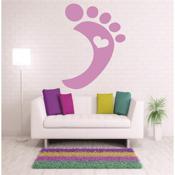 Custom Decals Pink Newborn Baby Footprint He16x32 Inches