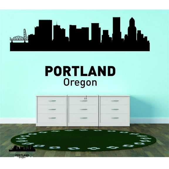 Custom Decals - Prices Reduced Portland Oregon United States Major City Geographical Map Landmark - Vinyl Wall - 30x64