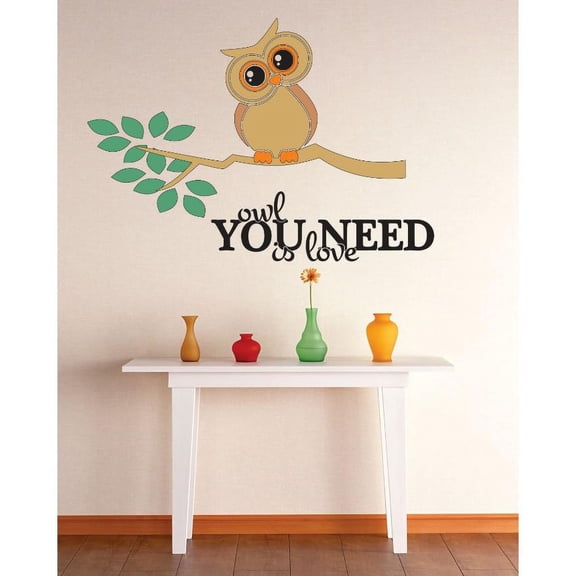 Custom Decals - Prices Reduced Vinyl Wall Sticker : Owl You Need Is Love Image Quote Bedroom Bathroom Living Room Mural : 40 X60" -
