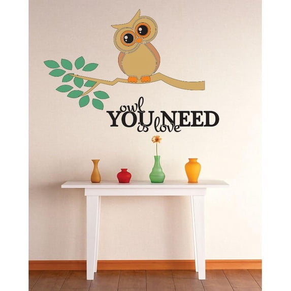 Custom Decals - Prices Reduced Vinyl Wall Sticker : Owl You Need Is Love Image Quote Bedroom Bathroom Living Room Mural : 40 X60" -