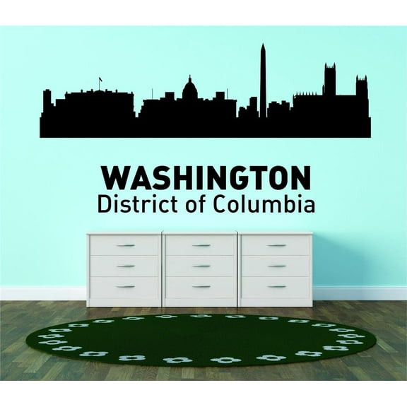 Custom Decals - Prices Reduced Washington District Of Columbia United States Major City Geographical Map Landmark - Vinyl Wall - 30x64