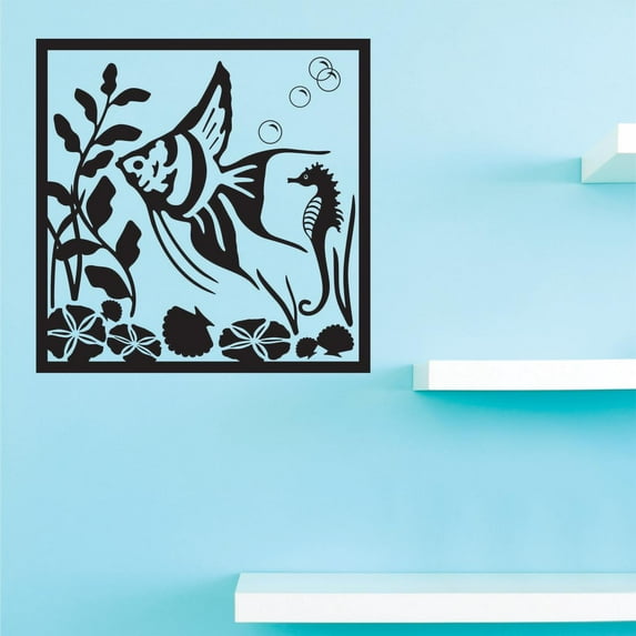 Custom Decals Rainbow Fish Wall Art Size: 18 Inches x 18 Inches Color: Black