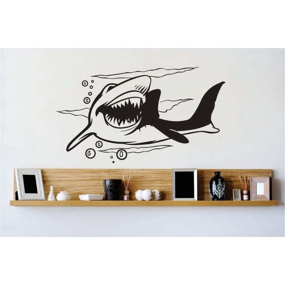 Custom Decals Shark Image Bathroom 16 X24" -