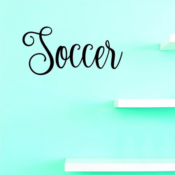 Custom Decals Soccer Wall Art Size: 8 X 20 Inches Color: Black