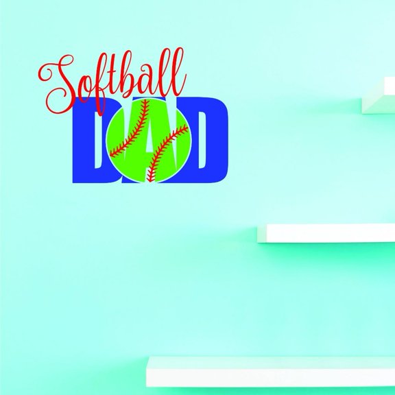 Custom Decals Softball Dad Wall Art Size: 14 X 28 Inches Color: Multi