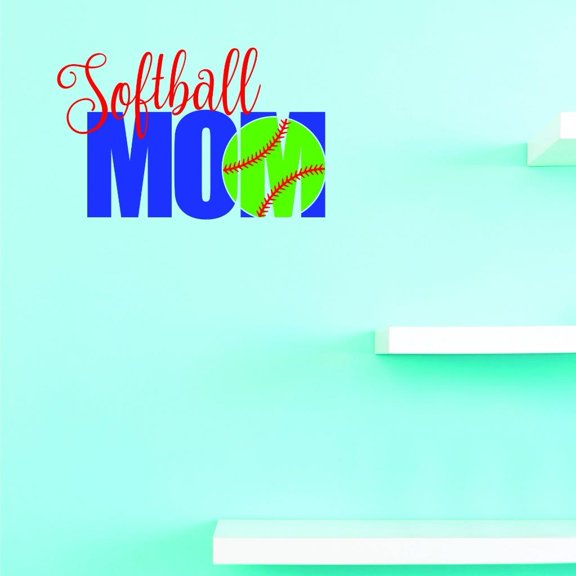 Custom Decals Softball Mom Wall Art Size: 14 X 28 Inches Color: Multi
