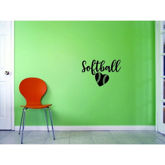 Custom Decals Softball Wall Art Size: 14 X 28 Inches Color: Black