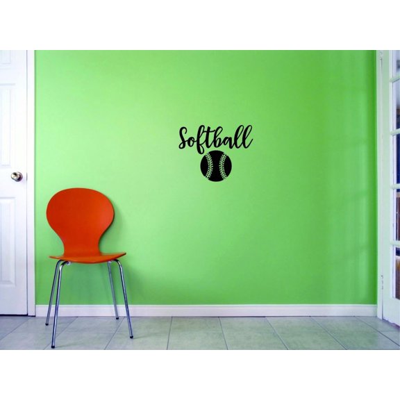 Custom Decals Softball Wall Art Size: 16 X 16 Inches Color: Black
