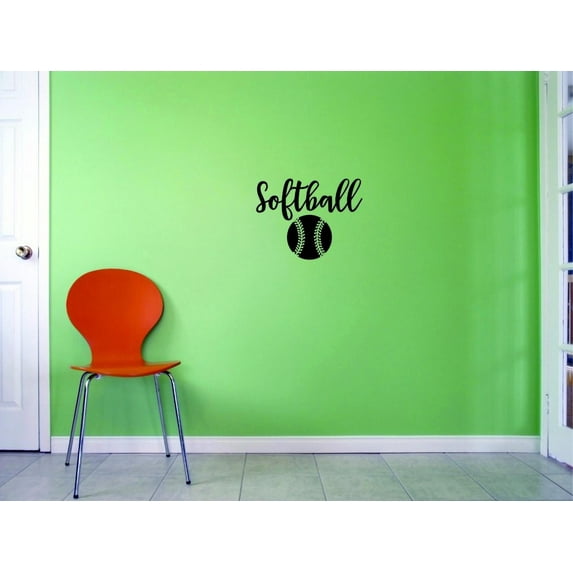 Custom Decals Softball Wall Art Size: 20 X 20 Inches Color: Black