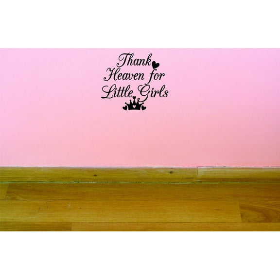 Custom Decals Thank Heaven For Little Girls Wall Art Size: 12 X 12 Inches Color: Black