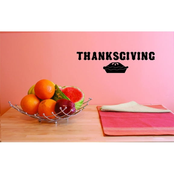 Custom Decals Thanksgiving Pie Wall Art Size: 16 X 40 Inches Color: Black