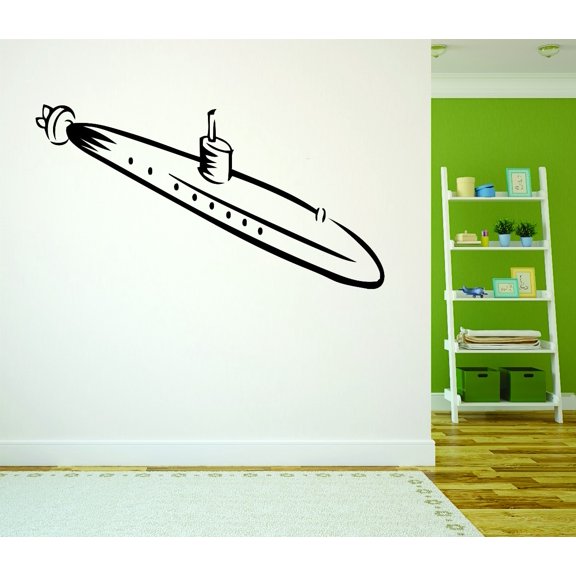 Custom Decals Underwater Submarine Watercraft Silhouette 20x40 Inches