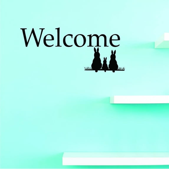 Custom Decals Welcome Wall Art Size: 14 X 28 Inches Color: Black