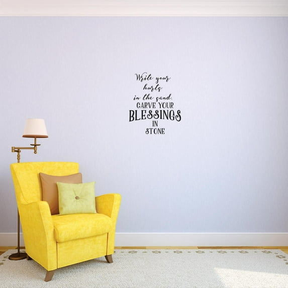 Custom Decals Write Your Hurts In The Sand Grave Your Blessings In Stone. Wall Art Size: 20 Inches x 40 Inches Color: Black