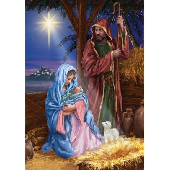 Custom Decor 3881FM 12 x 18 in. Mary & Joseph Garden Polyester Flag