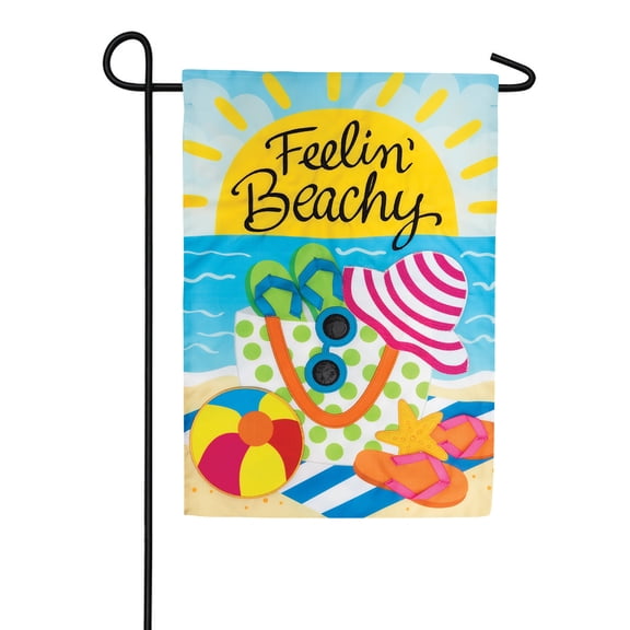 Custom Decor Applique Garden Flag - Feelin Beachy, 12" x 18"