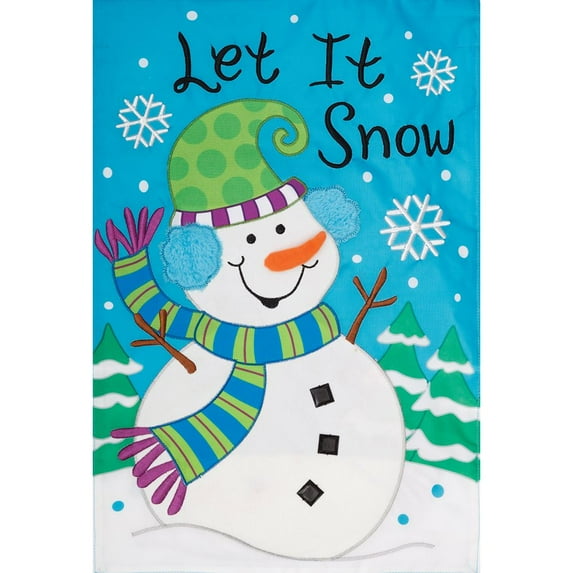 Custom Decor Applique Garden Flag - Let it Snow