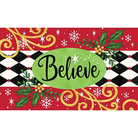 Custom Decor "Believe Indoor/Outdoor Doormat - 18" x 30" - Christmas/Holiday Decor
