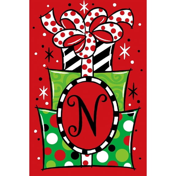 Custom Decor Garden Flag - Gift Stack Monogram N
