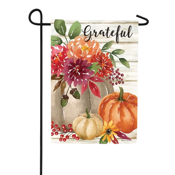 Custom Decor Garden Flag - Grateful Floral, 12" x 18"