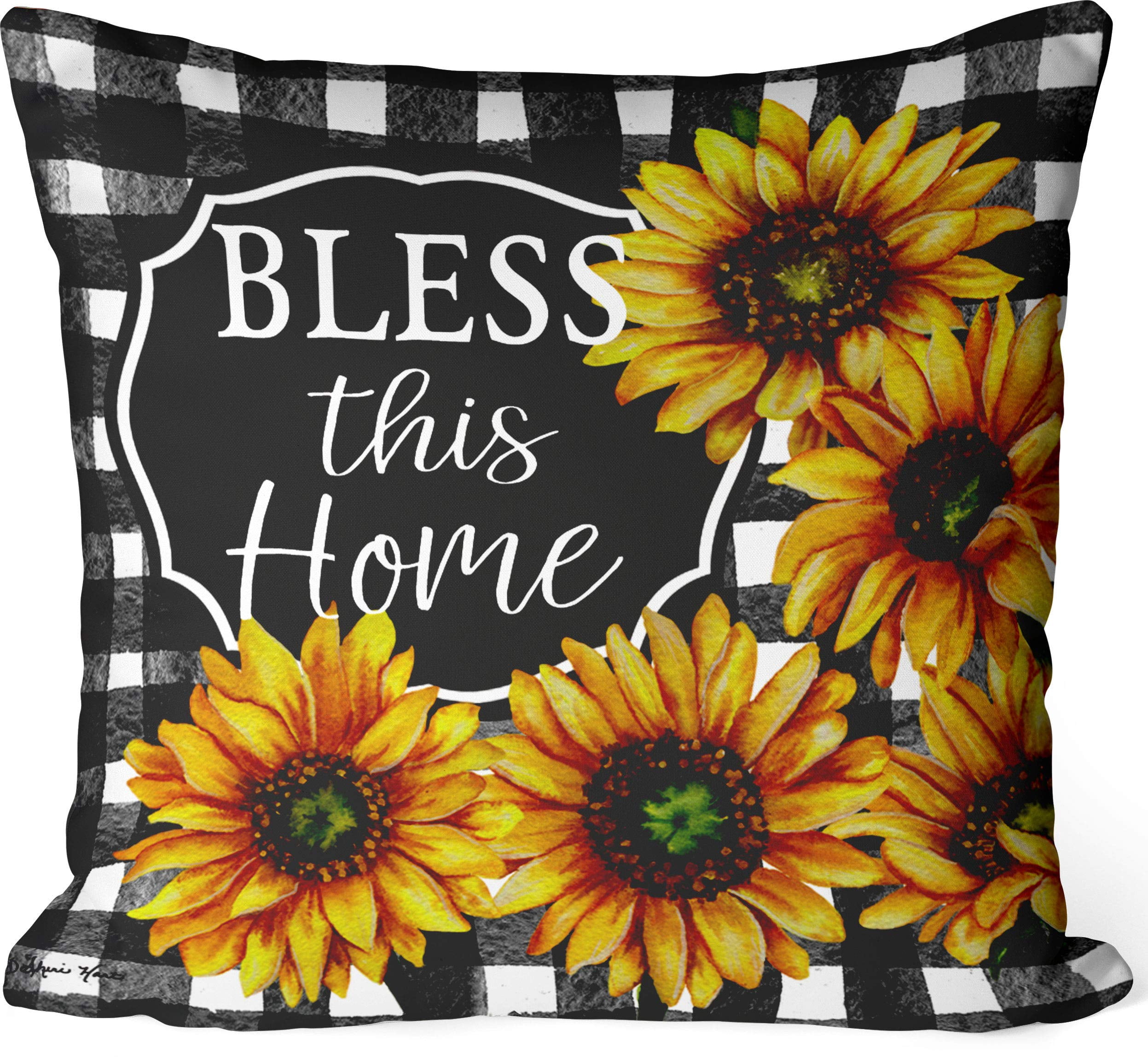 Custom Decor Home Sweet Sunflowers by Shari Hart Decorative Indoor/Outdoor 17" Throw Pillow