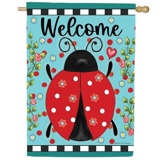 Ladybug Check 5375 Decorative Flag