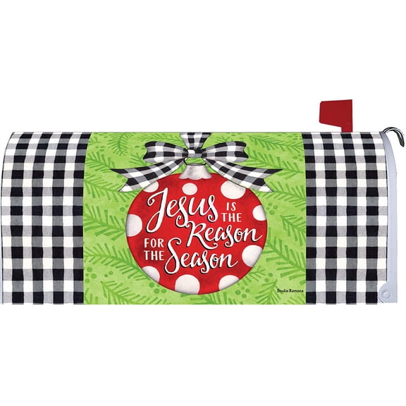 Custom Decor Jesus is Reason Season Ornament - Mailbox Makeover - Vinyl with Magnetic Strips for Steel Standard Rural Mailbox - Made in The USA - Copyright, Licensed and Trademarked Inc.
