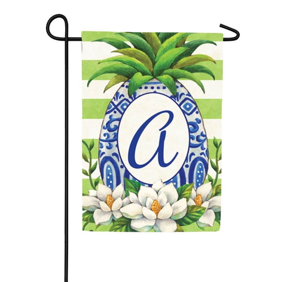 Custom Decor Monogram Garden Flag - Pineapple Magnolia A