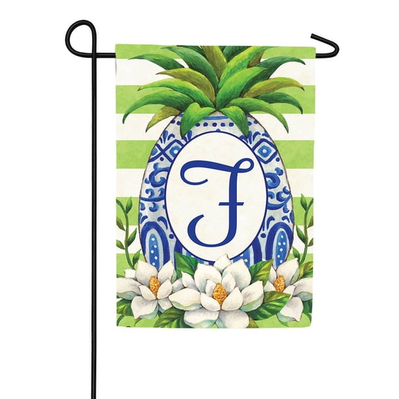 Custom Decor Monogram Garden Flag - Pineapple Magnolia F