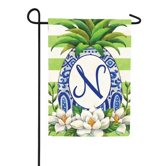 Custom Decor Monogram Garden Flag - Pineapple Magnolia N