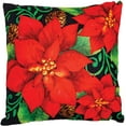 thumbnail image 1 of Custom Decor Poinsettia Check Decorative Winter or Holiday Indoor/Outdoor Pillow, 1 of 2