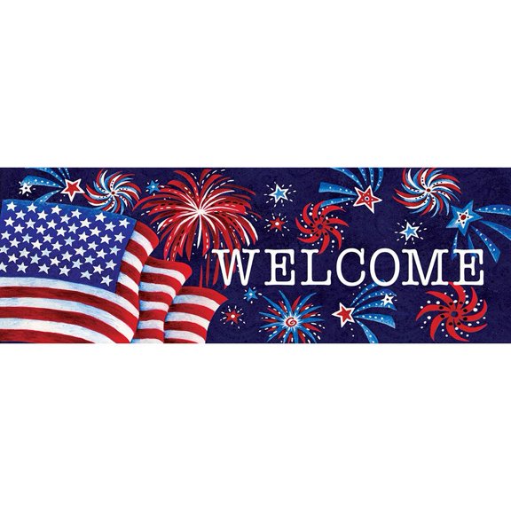 Custom Decor Signature Sign - Fireworks and Flag