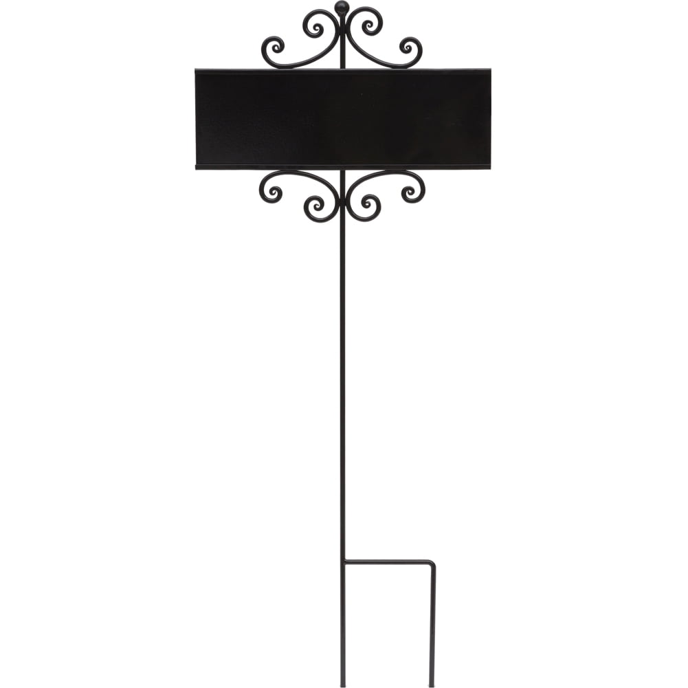 Black Iron Customizable Outdoor Yard Sign Holder with Scrolling Design