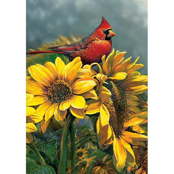 Custom Decor Sunflower Cardinal Garden Flag