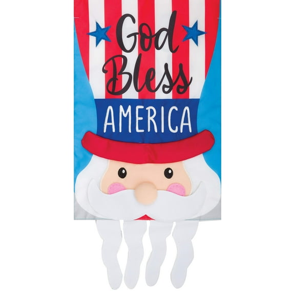 Custom Decor Uncle Sam - God Bless America - Garden Size, Embroidered Applique Style, Double Sided Decorative Flag - Approx. 12 Inch X 17.98 Inch