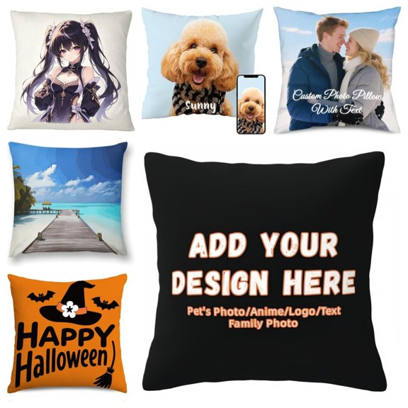 Custom Decorative Pillow Cover Personalized Photo Text