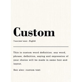 Custom Definition Poster Home Decor, Home Custom Wall Art, Wall Canvas Posters Dictionary Art, Family Office Decoration
