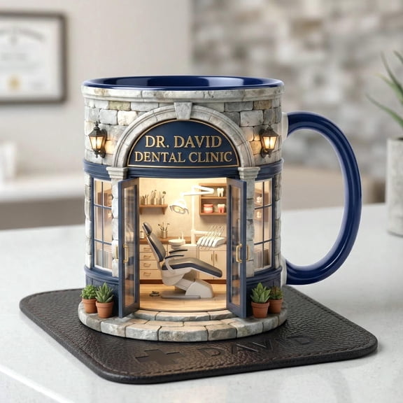 Custom Dental Clinic Mug, Dentist Mug, Personalized Dental Doctor Coffee Mug, Dentist Appreciation Gift