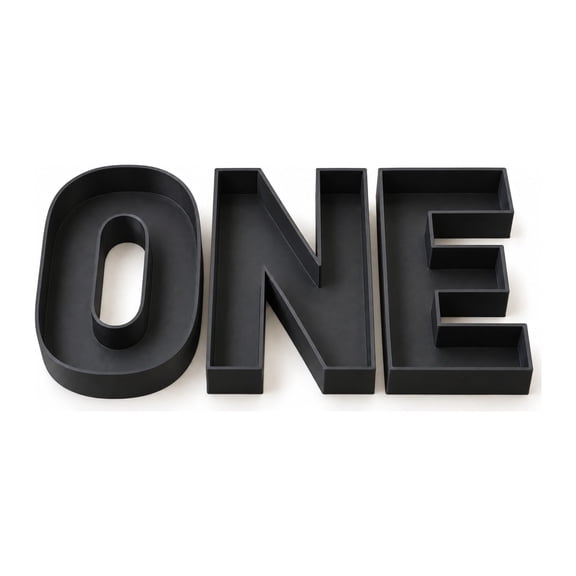 Custom Design It 10 Inch Fillable ONE Letter Trays, Reusable Plastic Charcuterie Boxes, Black