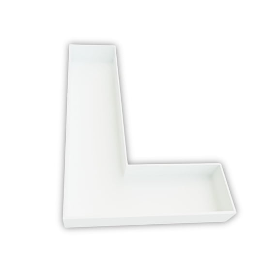 Custom Design It 12 Inch Fillable Letter L Tray, Reusable Plastic Charcuterie Box, White