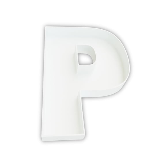 Custom Design It 12 Inch Fillable Letter P Tray, Reusable Plastic Charcuterie Box, White