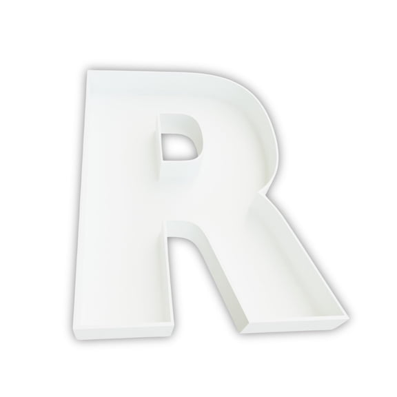 Custom Design It 12 Inch Fillable Letter R Tray, Reusable Plastic Charcuterie Box, White