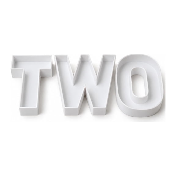 Custom Design It TWO Fillable Letter Trays, 2nd Birthday Charcuterie Boxes, 10 Inch, White
